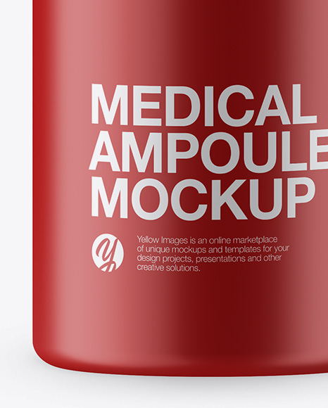 Matte Medical Ampoule Mockup on Yellow Images Object Mockups