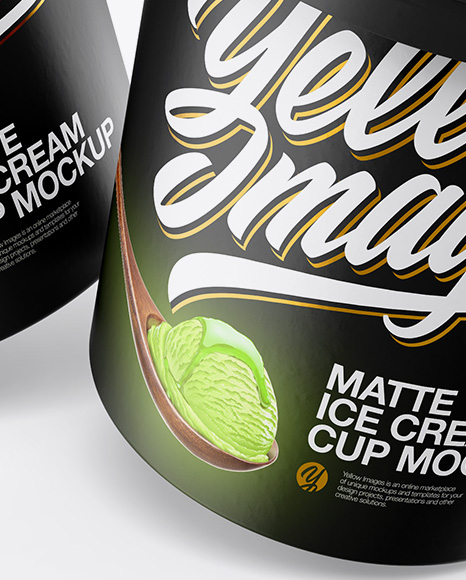 Two Matte Ice Cream Cups Mockup In Cup Bowl Mockups On Yellow Images Object Mockups