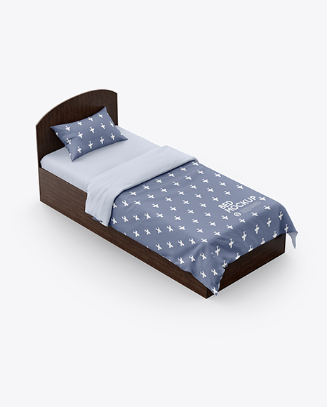 Bed with Cotton Linens Mockup PSD #2