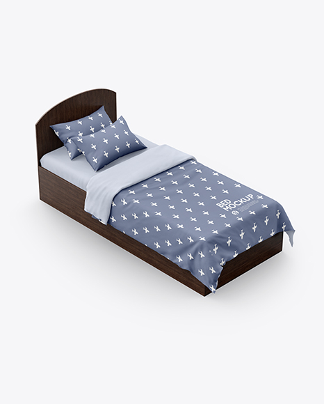 Bed with Cotton Linens Mockup PSD #2