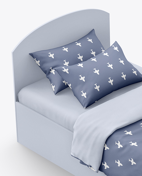 Bed with Cotton Linens Mockup PSD #1