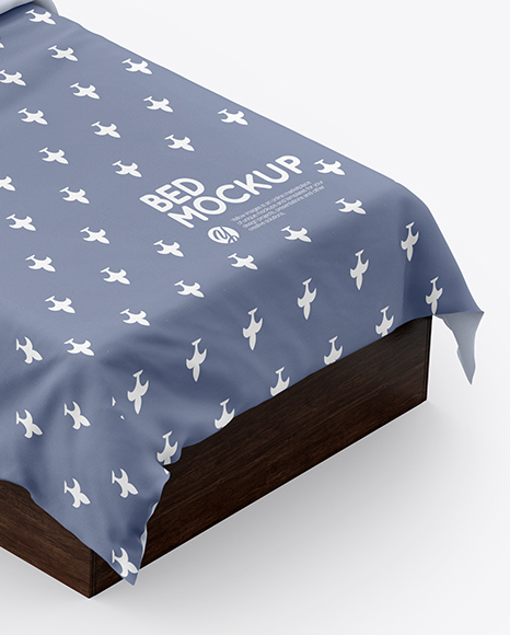 Bed with Cotton Linens Mockup PSD #5