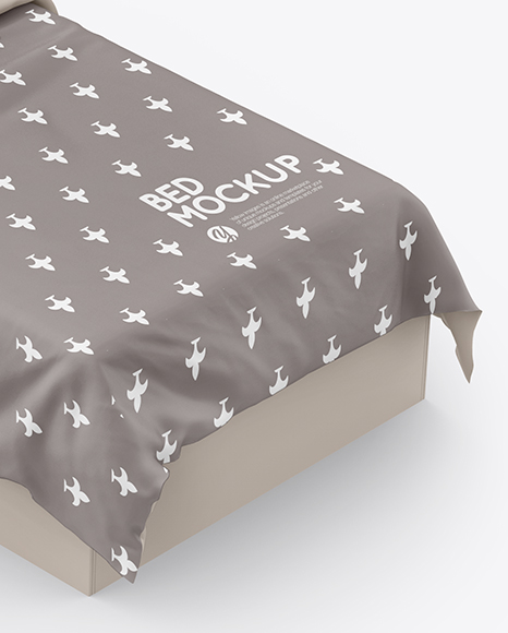Bed with Silk Linens Mockup PSD #6