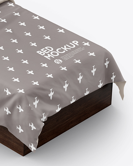 Bed with Silk Linens Mockup PSD #5