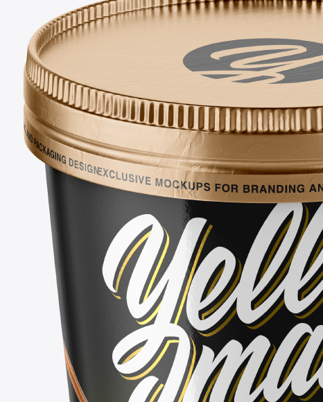 Download Glossy Ice Cream Cup Mockup In Cup Bowl Mockups On Yellow Images Object Mockups PSD Mockup Templates