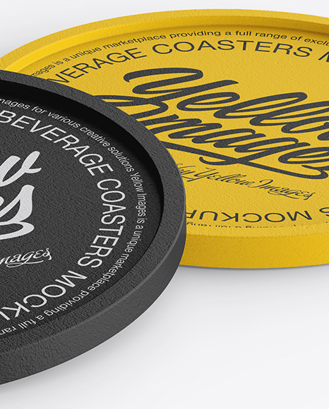 Two Textured Beverage Coasters Mockup PSD #4