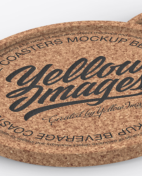 Two Cork Beverage Coasters Mockup PSD #3