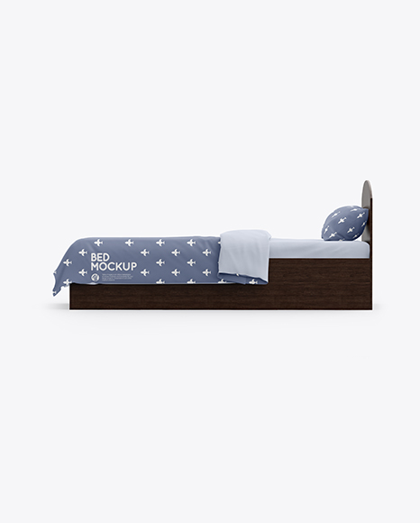 Bed with Cotton Linens Mockup PSD #2