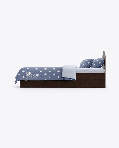 Bed with Cotton Linens Mockup PSD #3