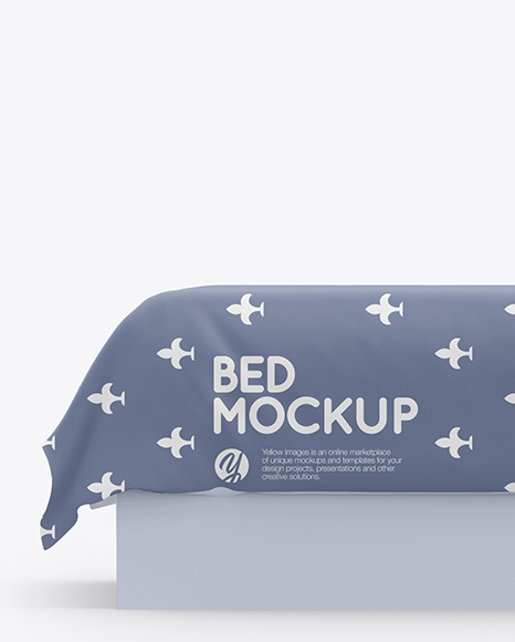 Bed with Cotton Linens Mockup PSD #5