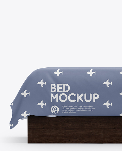 Bed with Cotton Linens Mockup PSD #7