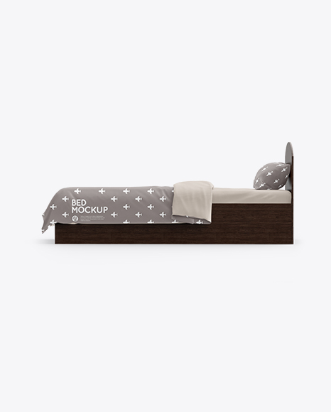 Bed with Silk Linens Mockup PSD #2