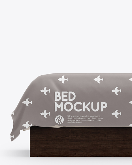 Bed with Silk Linens Mockup PSD #5