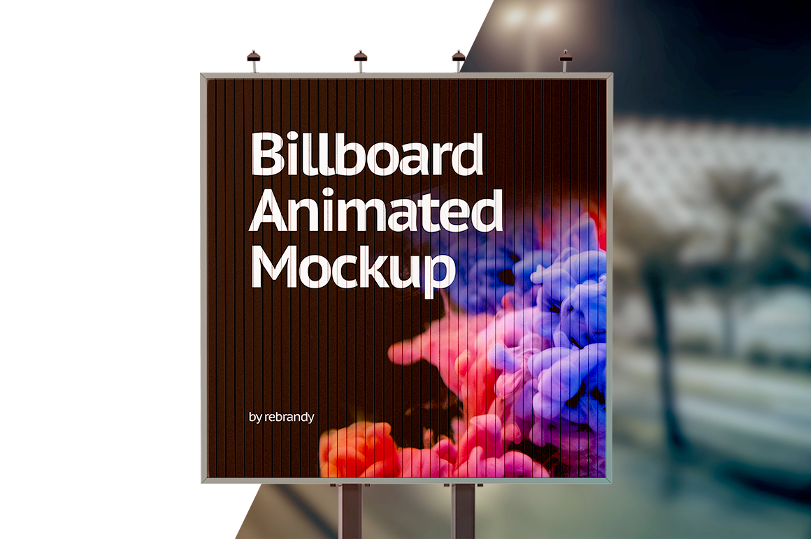 Download Billboard Animated Mockup In Outdoor Advertising Mockups On Yellow Images Creative Store PSD Mockup Templates