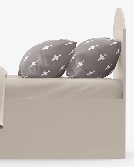 Bed with Silk Linens Mockup PSD #4