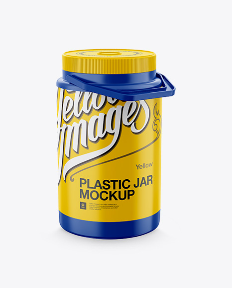 Plastic Jar With Handle Mockup - Halfside View (High Angle Shot) - Free