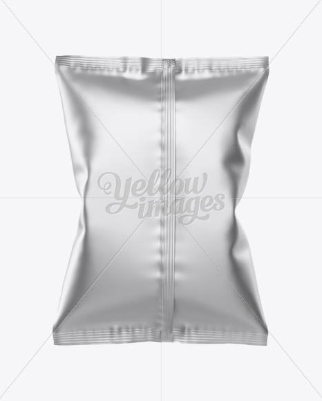 Download Matte Metallic Snack Package Mockup Back View In Flow Pack Mockups On Yellow Images Object Mockups