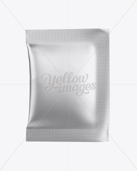 Matte Metallic Sachet Mockup Front View In Sachet Mockups On Yellow Images Object Mockups