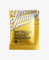 Download Matte Metallic Sachet Mockup - Front View in Sachet Mockups on Yellow Images Object Mockups