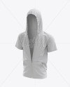 Short Sleeve Zip Hoodie Mockup - Halfside View in Apparel ...