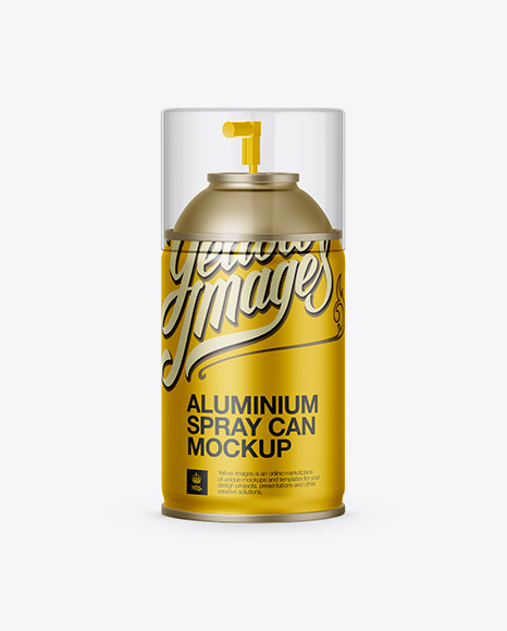 Aluminum Sprayer W Clear Cap Mockup In Can Mockups On Yellow Images Object Mockups