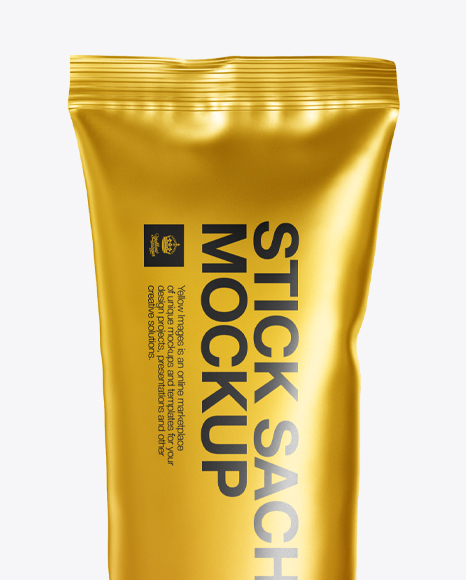 Download Matte Metallic Stick Sachet Mockup Front View In Sachet Mockups On Yellow Images Object Mockups PSD Mockup Templates