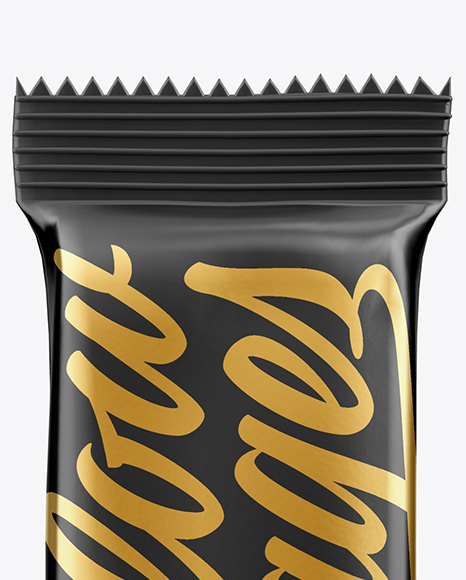 Matte Snack Bar Sachet Mockup - Front View on Yellow Images Object Mockups