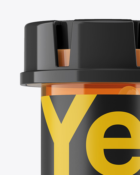 Download Plastic Orange Bottle With Capsules Mockup in Free Mockups on Yellow Images Object Mockups