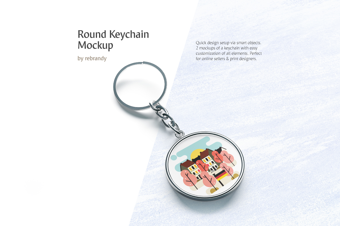 Round Keychain Mockup In Stationery Mockups On Yellow Images Creative Store