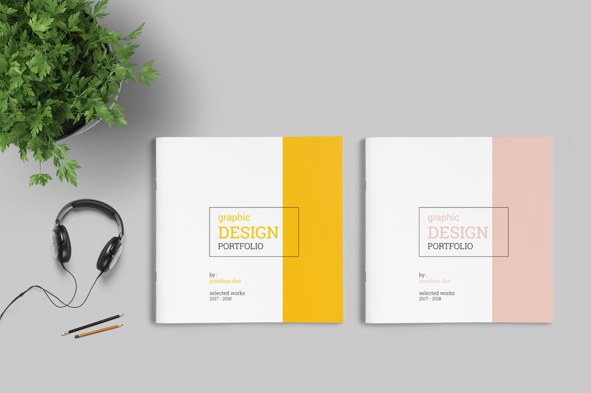 Download Graphic Design Portfolio Template In Brochure Templates On Yellow Images Creative Store PSD Mockup Templates