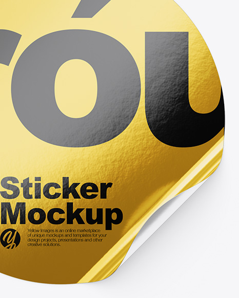 Metallic Round Sticker Mockup