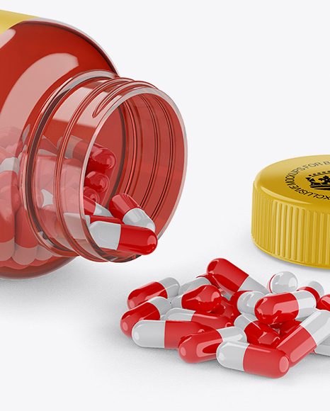 Download Opened Transparent Bottle W Pills Mockup In Free Mockups On Yellow Images Object Mockups Yellowimages Mockups