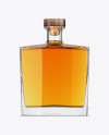 Square Glass Bottle W/ Whisky Mockup