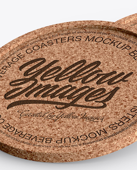 Four Cork Beverage Coasters Mockup PSD #3