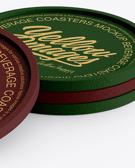 Four Cork Beverage Coasters Mockup