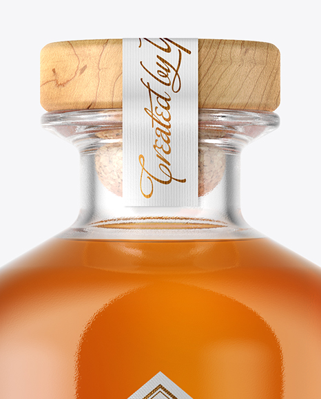 Whiskey Bottle with Wooden Cap Mockup