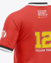 Download Men S Soccer Henley Collar Jersey Mockup Back Half Side View Football Jersey Soccer T Shirt In Apparel Mockups On Yellow Images Object Mockups