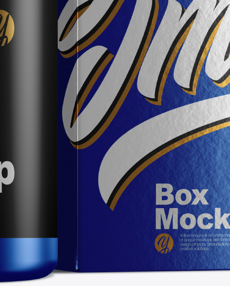 Metallc Bottle w  Metallic Paper Box Mockup PSD #6