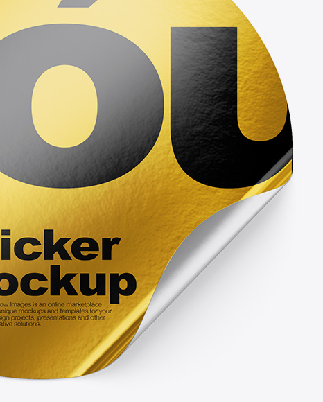 Metallic Round Sticker Mockup PSD #3