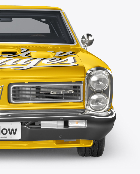 Download Muscle Car Mockup Front View In Vehicle Mockups On Yellow Images Object Mockups PSD Mockup Templates