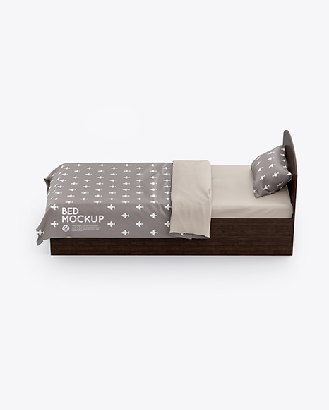 Bed with Silk Linens Mockup PSD #2