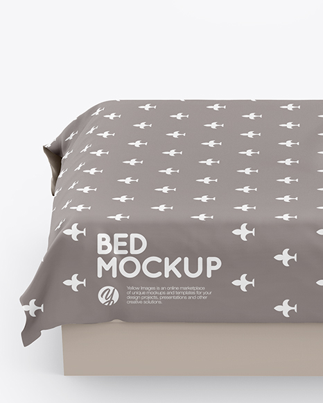 Bed with Silk Linens Mockup PSD #6
