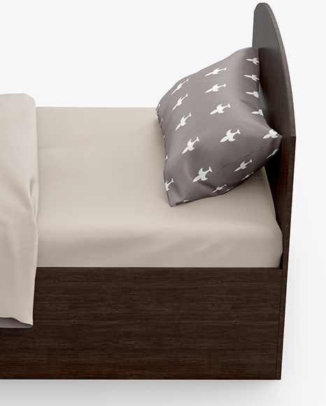 Bed with Silk Linens Mockup PSD #7