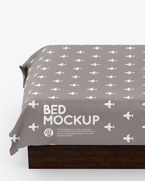Bed with Silk Linens Mockup PSD #5