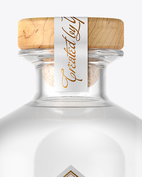 Dry Gin Bottle with Wooden Cap Mockup