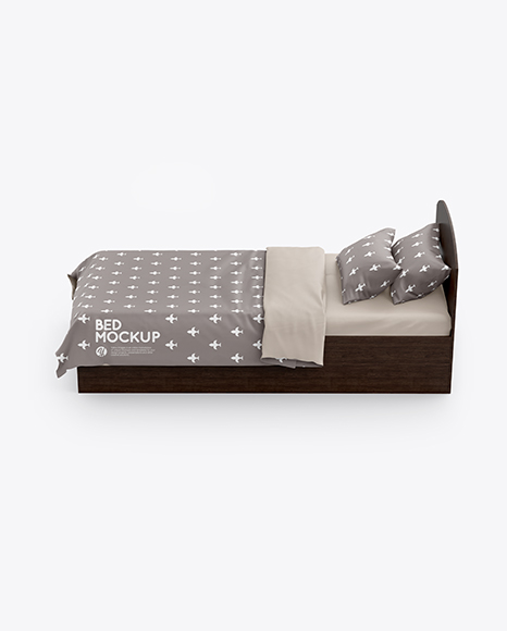 Bed with Silk Linens Mockup PSD #2