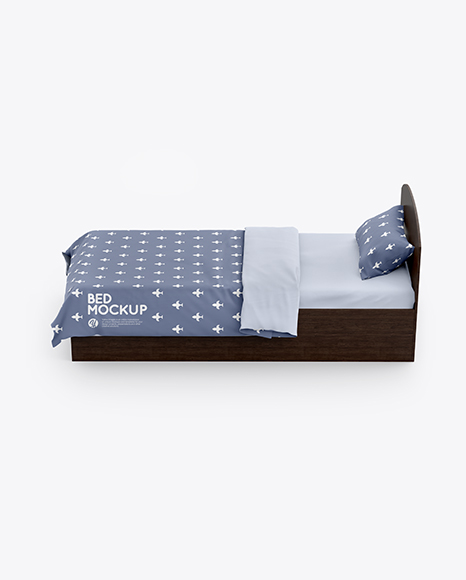 Bed with Cotton Linens Mockup PSD #2