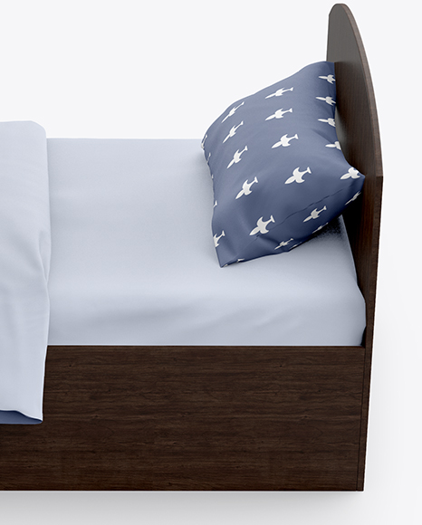 Bed with Cotton Linens Mockup PSD #7