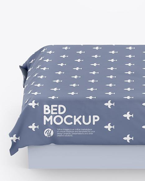 Bed with Cotton Linens Mockup PSD #5