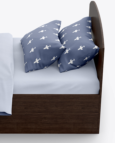 Bed with Cotton Linens Mockup PSD #6